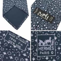 Hermes HERMES Tie Flower 100% Silk Smoke Grey Men's aq9949