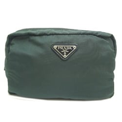 Prada pouch for women, nylon pouch, dark green