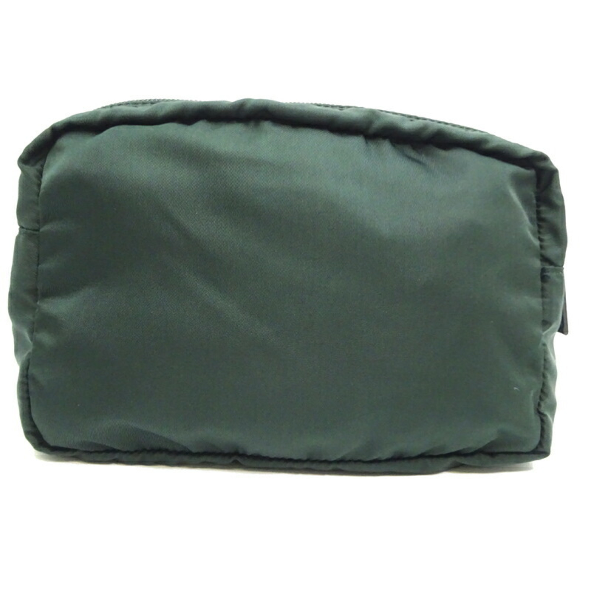 Prada pouch for women, nylon pouch, dark green