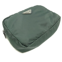 Prada pouch for women, nylon pouch, dark green