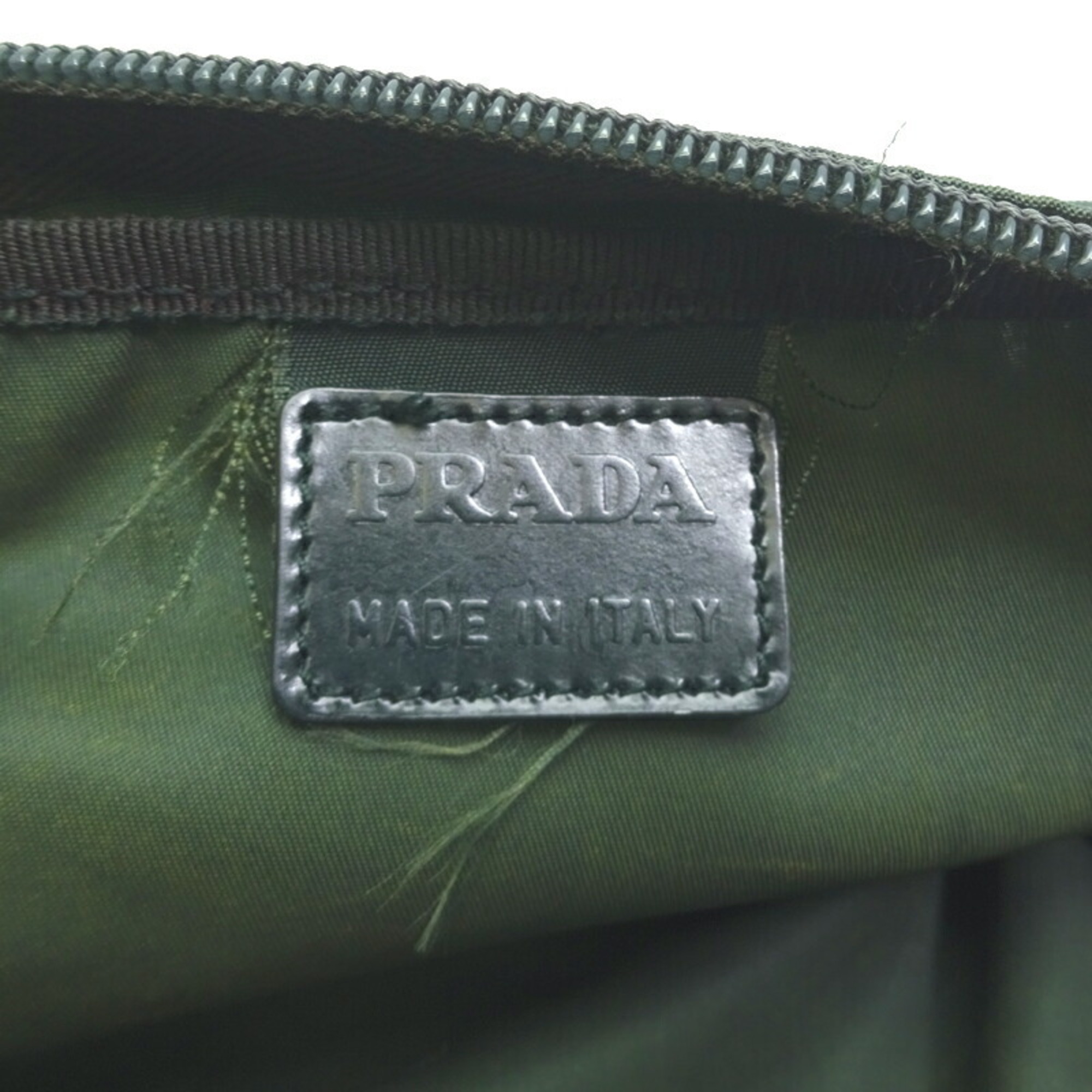 Prada pouch for women, nylon pouch, dark green