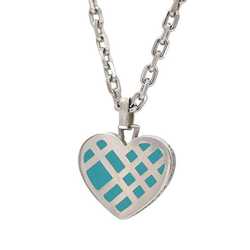 Burberry Check Heart Necklace Silver Green ec-20014 Ag 925 SILVER BURBERRY Retro Women's