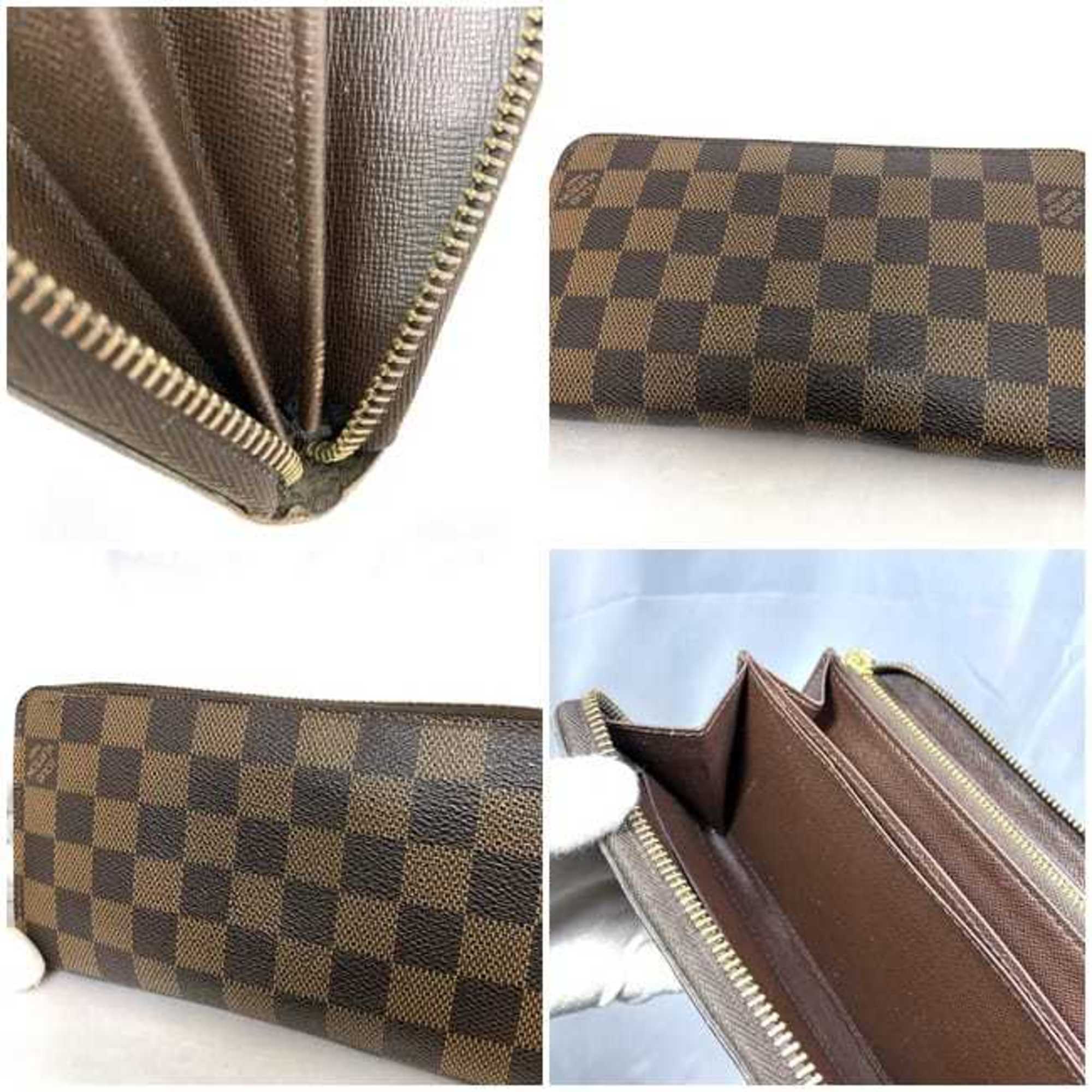 Louis Vuitton Round Long Wallet Zippy Brown Damier Ebene N60015 ec-20383 Canvas CA2048 LOUIS VUITTON