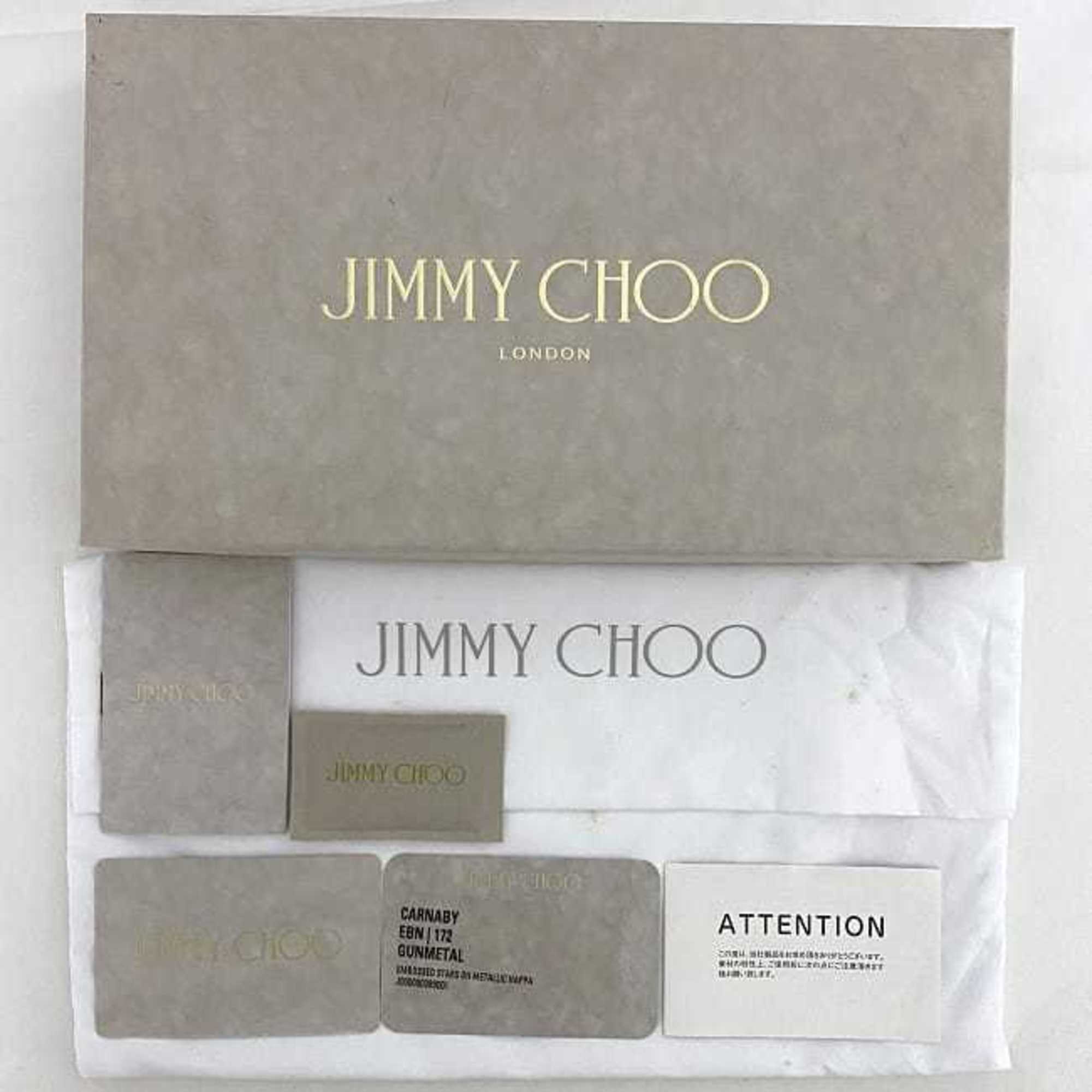 Jimmy Choo Round Long Wallet Carnaby Silver ec-20424 Metallic Leather JIMMY CHOO Star Women's