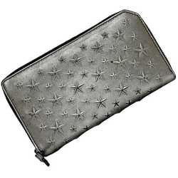 Jimmy Choo Round Long Wallet Carnaby Silver ec-20424 Metallic Leather JIMMY CHOO Star Women's