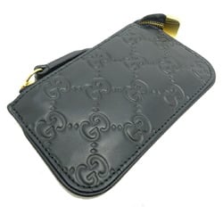 Gucci Coin Case Women's and Men's 447964 Striped Leather Black