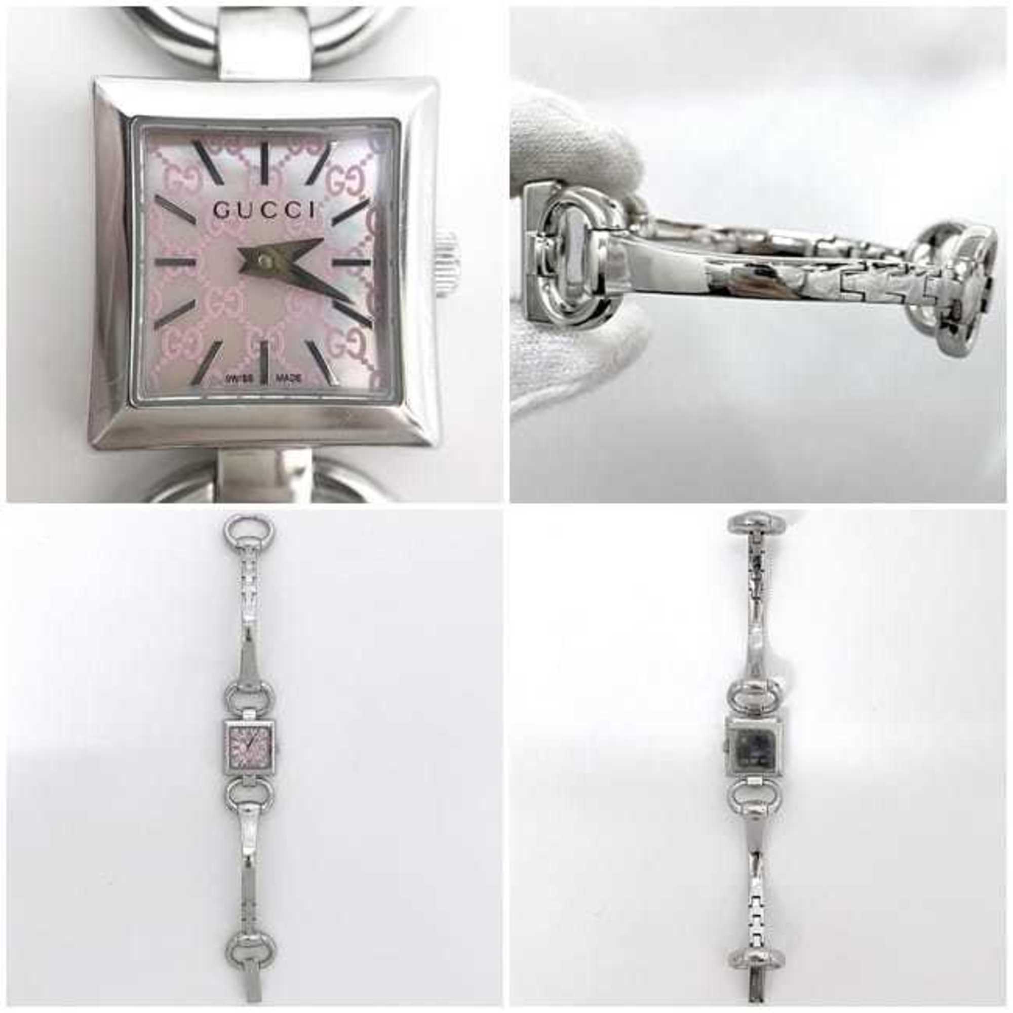 Gucci Watch Tornavani Pink Shell Silver YA120515 f-20453 Square SS Quartz GUCCI Dial GG Micro Battery Operated Women's