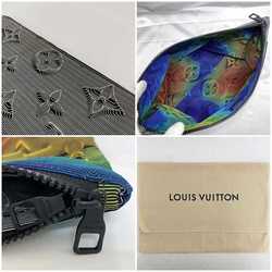 Louis Vuitton Clutch Bag Pochette Reversible Textile Gray Black Rainbow M68777 f-20435 Handbag Nylon Canvas Leather FH0230 LOUIS VUITTON Monogram LV