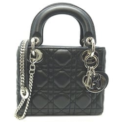 Christian Dior Lady Women's Handbag M0505PCAL Lambskin Black
