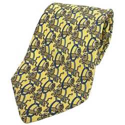 Hermes tie yellow ec-20347 100% silk HERMES lion animal men's