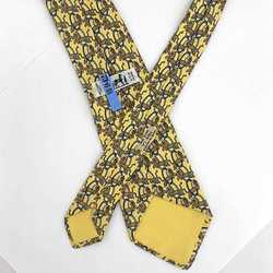 Hermes tie yellow ec-20347 100% silk HERMES lion animal men's