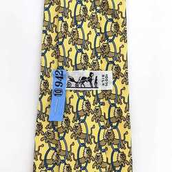 Hermes tie yellow ec-20347 100% silk HERMES lion animal men's