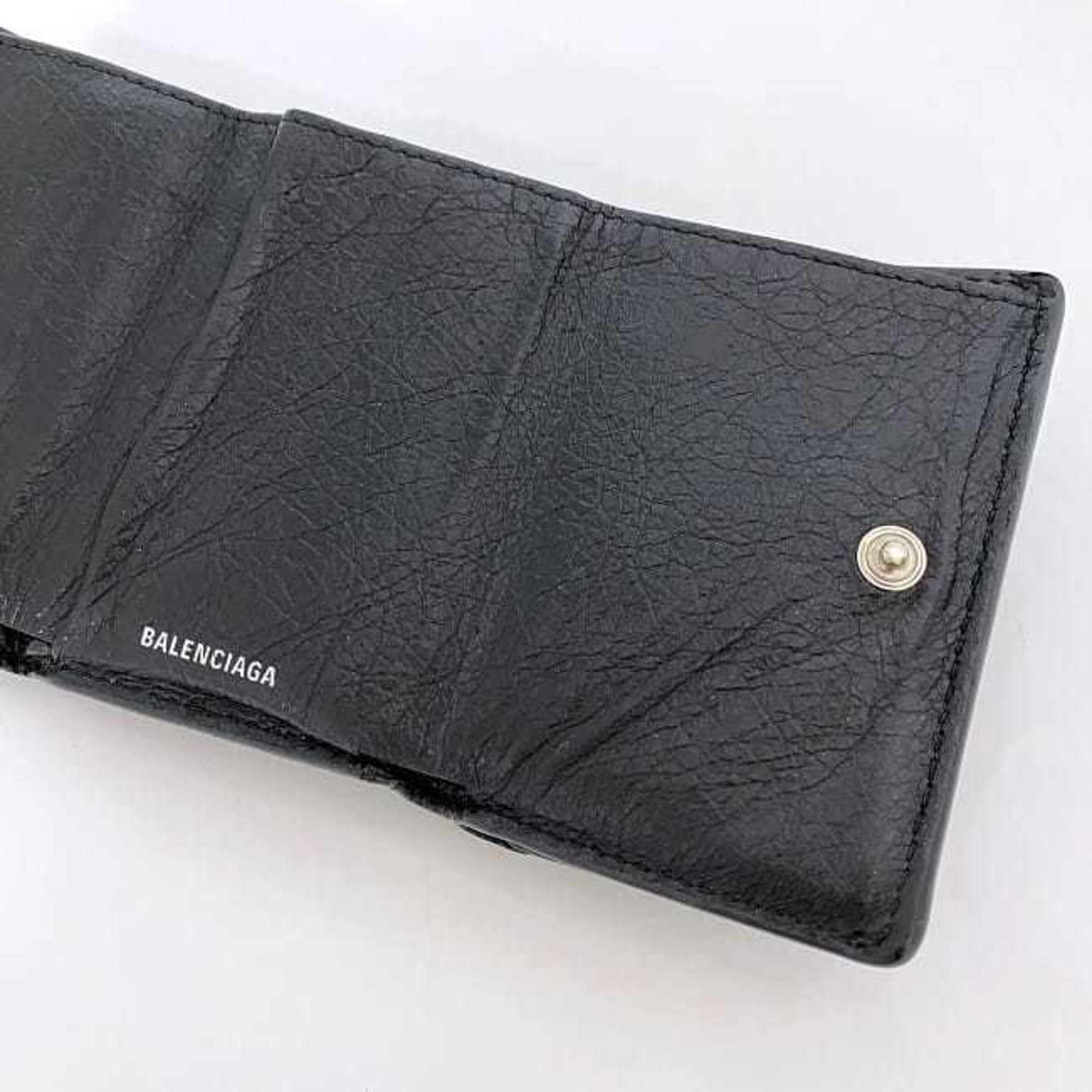 Balenciaga Tri-fold Wallet Paper Black 391446 1090 x 53224 ec-20413 Leather BALENCIAGA Compact Paint Men's Women's