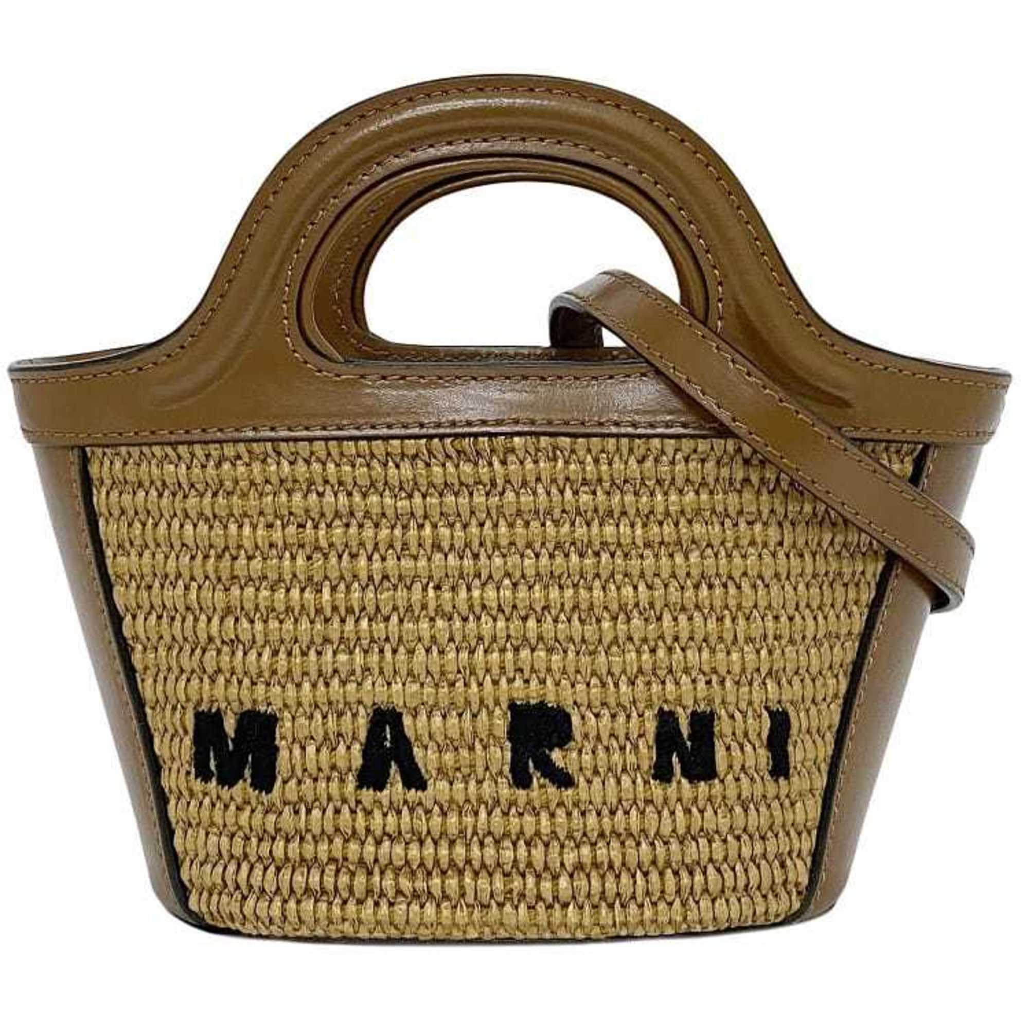 Marni 2way Brown Tropicalia BMMP0067Q0 P3860 f-20399 Shoulder bag Cotton Calf leather MARNI Bag Bucket Embroidery Size