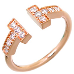 Tiffany T Wire Diamond Ladies Ring 750 Pink Gold Size 7