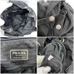 Prada Backpack Black Tessuto f-20417 Nylon Leather PRADA Triangle Men's Women's