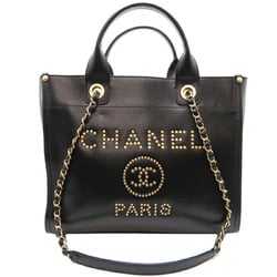 Chanel Deauville Tote Women's Shoulder Bag A57067 Canvas Black