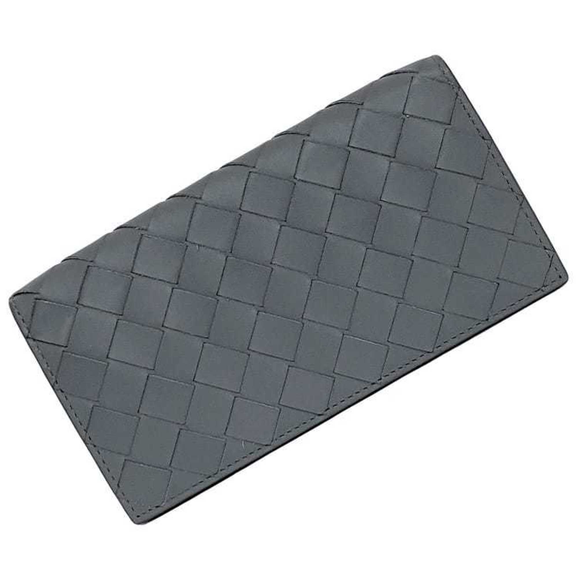 Bottega Veneta Bi-fold Long Wallet Grey Intrecciato 676593 f-20367 Leather BOTTEGA VENETA Flap