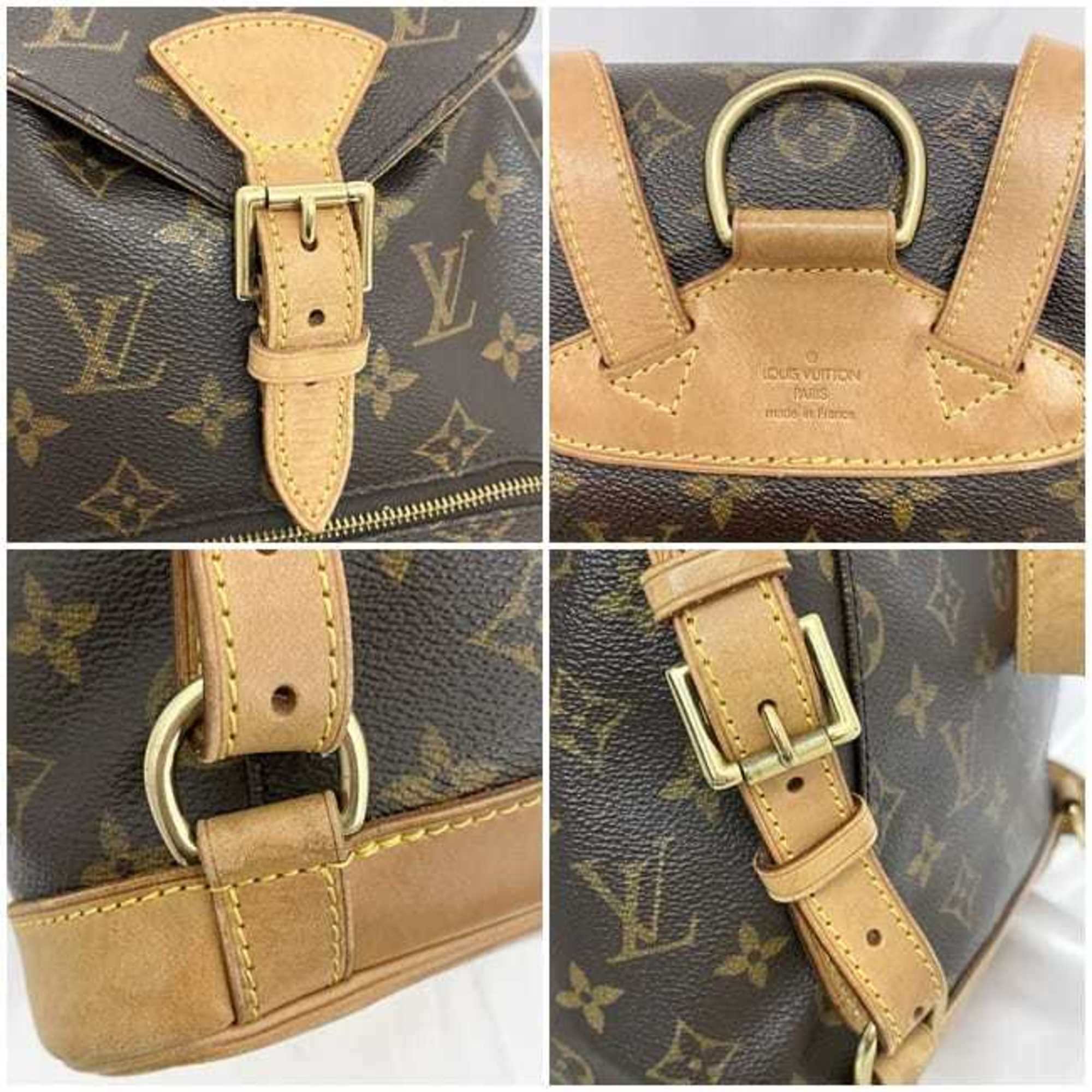 Louis Vuitton Backpack Montsouris MM Brown Monogram M51136 f-20472 Canvas Tanned Leather SP1907 LOUIS VUITTON Flap Belt