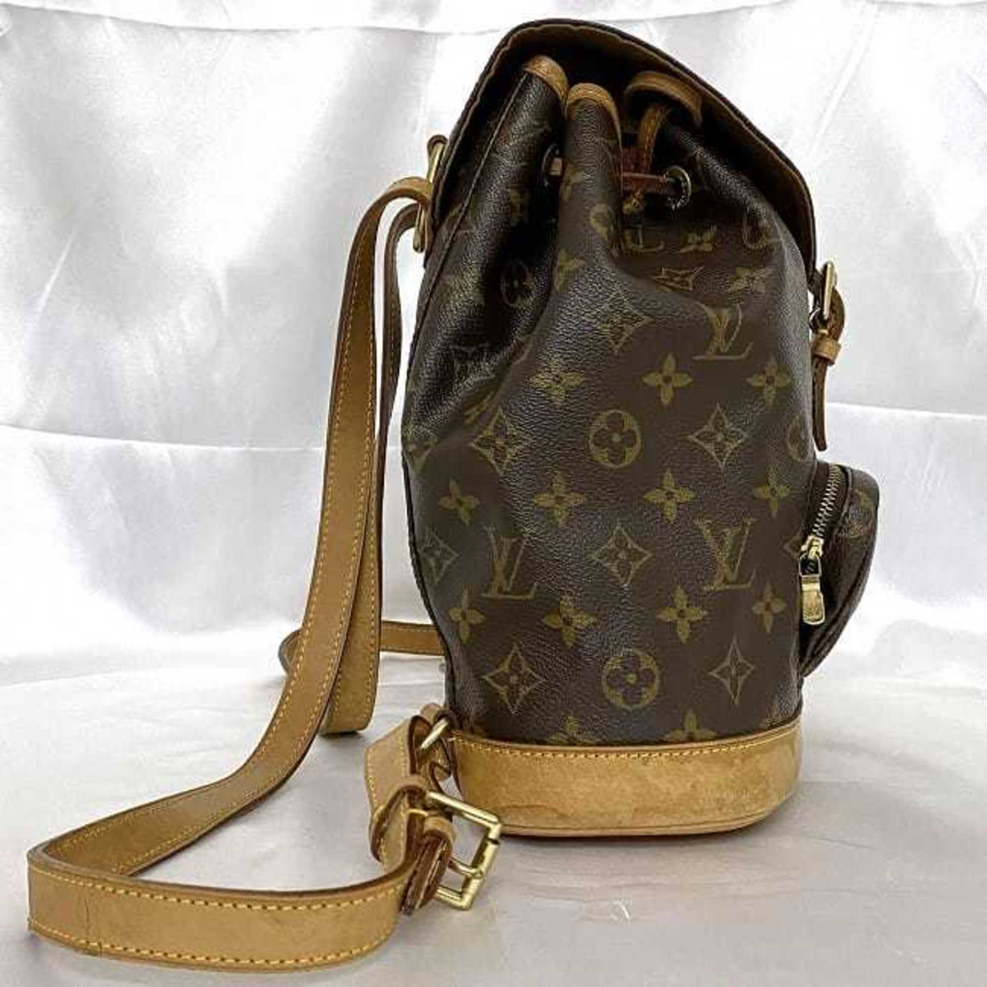 Louis Vuitton Backpack Montsouris MM Brown Monogram M51136 f-20472 Canvas Tanned Leather SP1907 LOUIS VUITTON Flap Belt