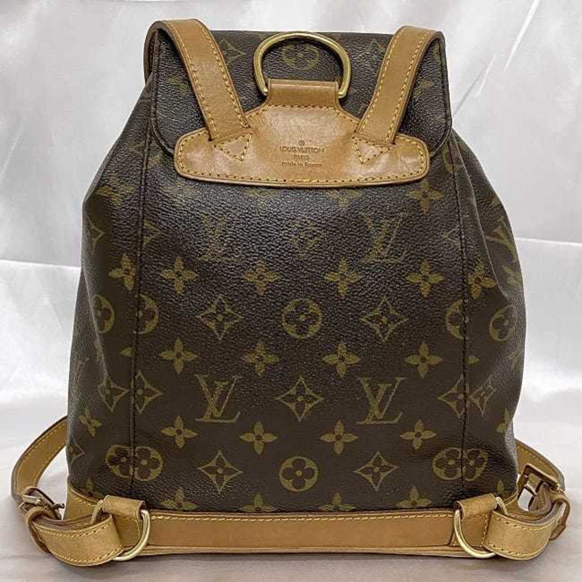 Louis Vuitton Backpack Montsouris MM Brown Monogram M51136 f-20472 Canvas Tanned Leather SP1907 LOUIS VUITTON Flap Belt