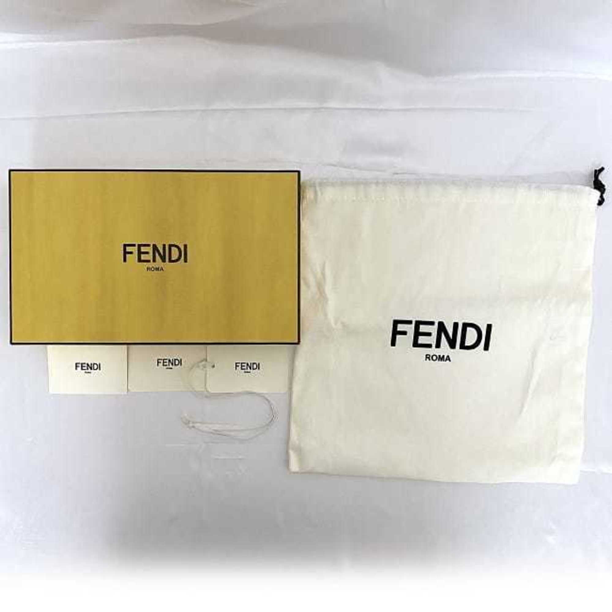 Fendi 2-way chain shoulder bag brown FF Diamond Zucca 8M0488 f-20403 leather FENDI flap embossed