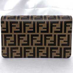 Fendi 2-way chain shoulder bag brown FF Diamond Zucca 8M0488 f-20403 leather FENDI flap embossed