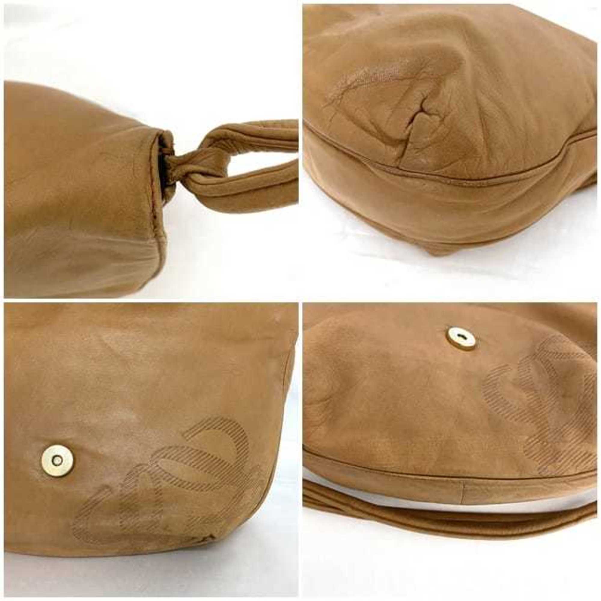 LOEWE Bag Camel Brown Anagram ec-20303 Flap Nappa Leather Soft Women's