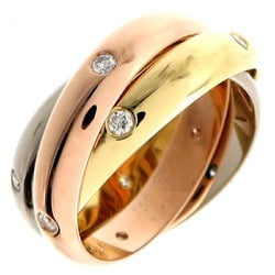 Cartier #48 Trinity Diamond Ladies Ring B40388 750 Yellow Gold Size 8