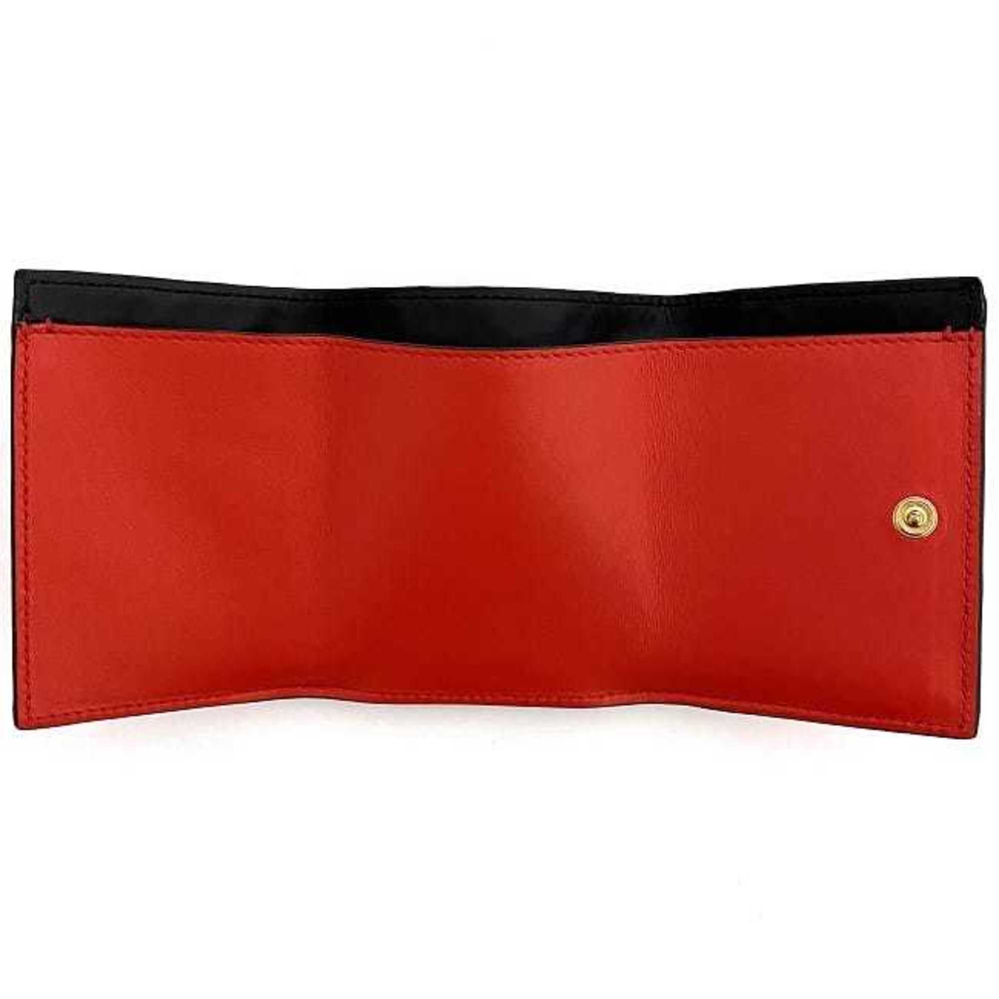 LOEWE Tri-fold Wallet Red Anagram 107.55.S26 f-20474 Leather Compact Vivid Women's