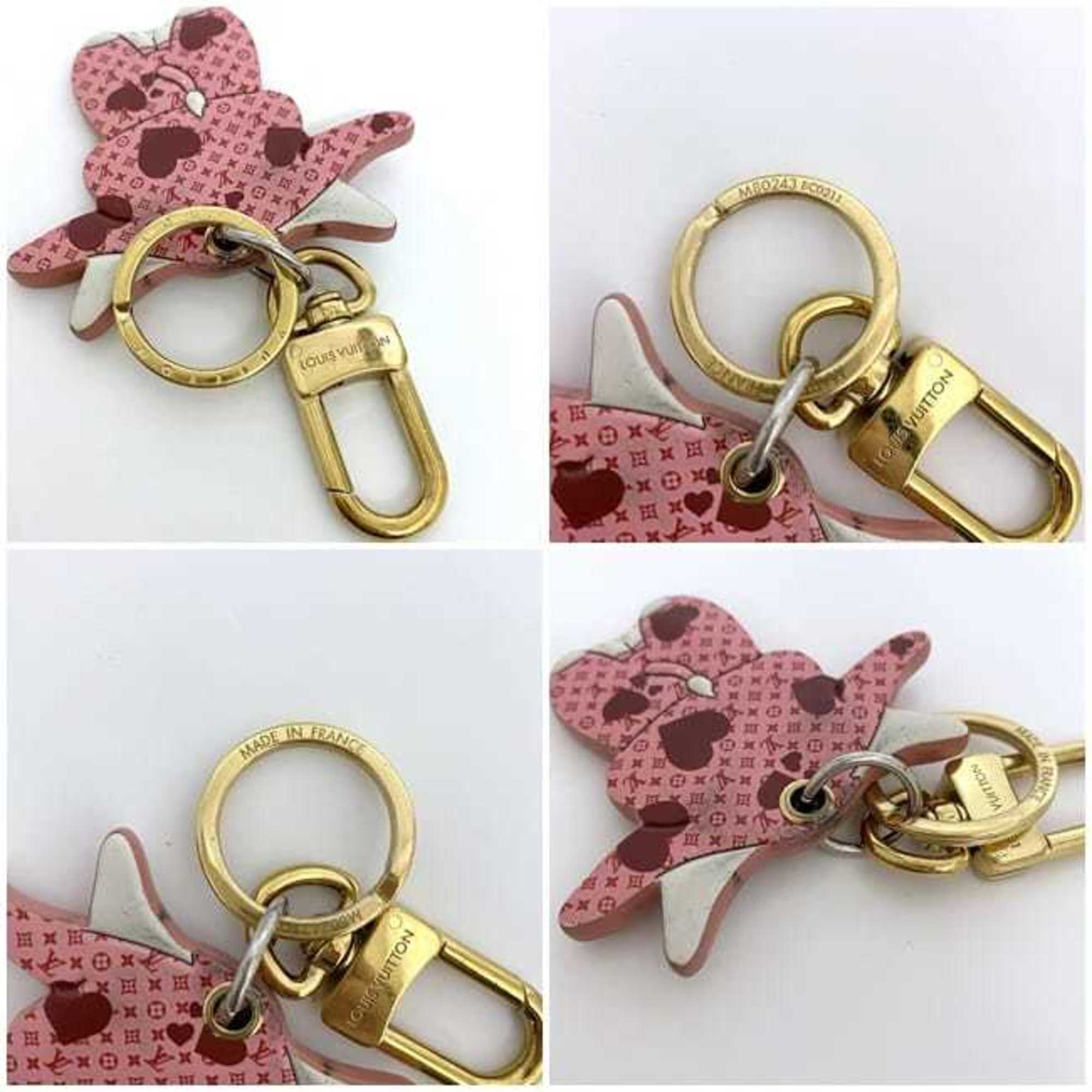 Louis Vuitton Charm Portocle LV Rodeo Pink Monogram M80243 ec-20410 Bag Cow Keychain Leather BC0211 LOUIS VUITTON Character Calf Women's