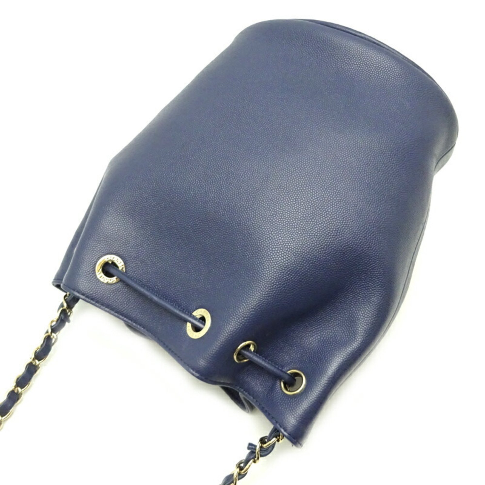 Chanel Deauville Shoulder Women's Bag Caviar Skin Navy