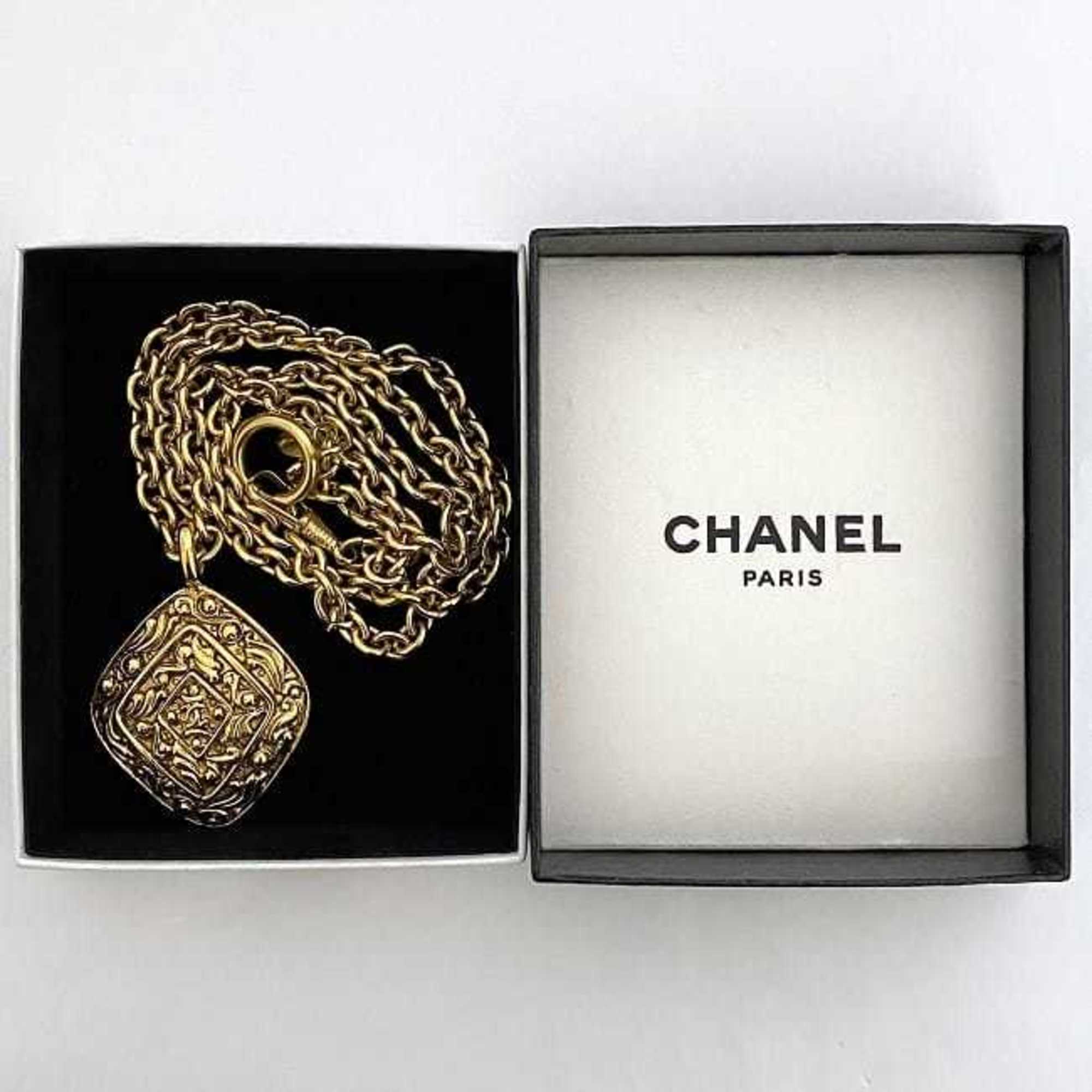 Chanel Necklace Gold f-20510 Long GP CHANEL Coco Mark Diamond Chain Women's