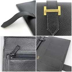 Hermes Bi-fold Long Wallet Bearn Black f-20503 Leather Togo 〇Z Stamp HERMES Women's