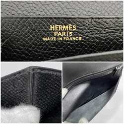 Hermes Bi-fold Long Wallet Bearn Black f-20503 Leather Togo 〇Z Stamp HERMES Women's