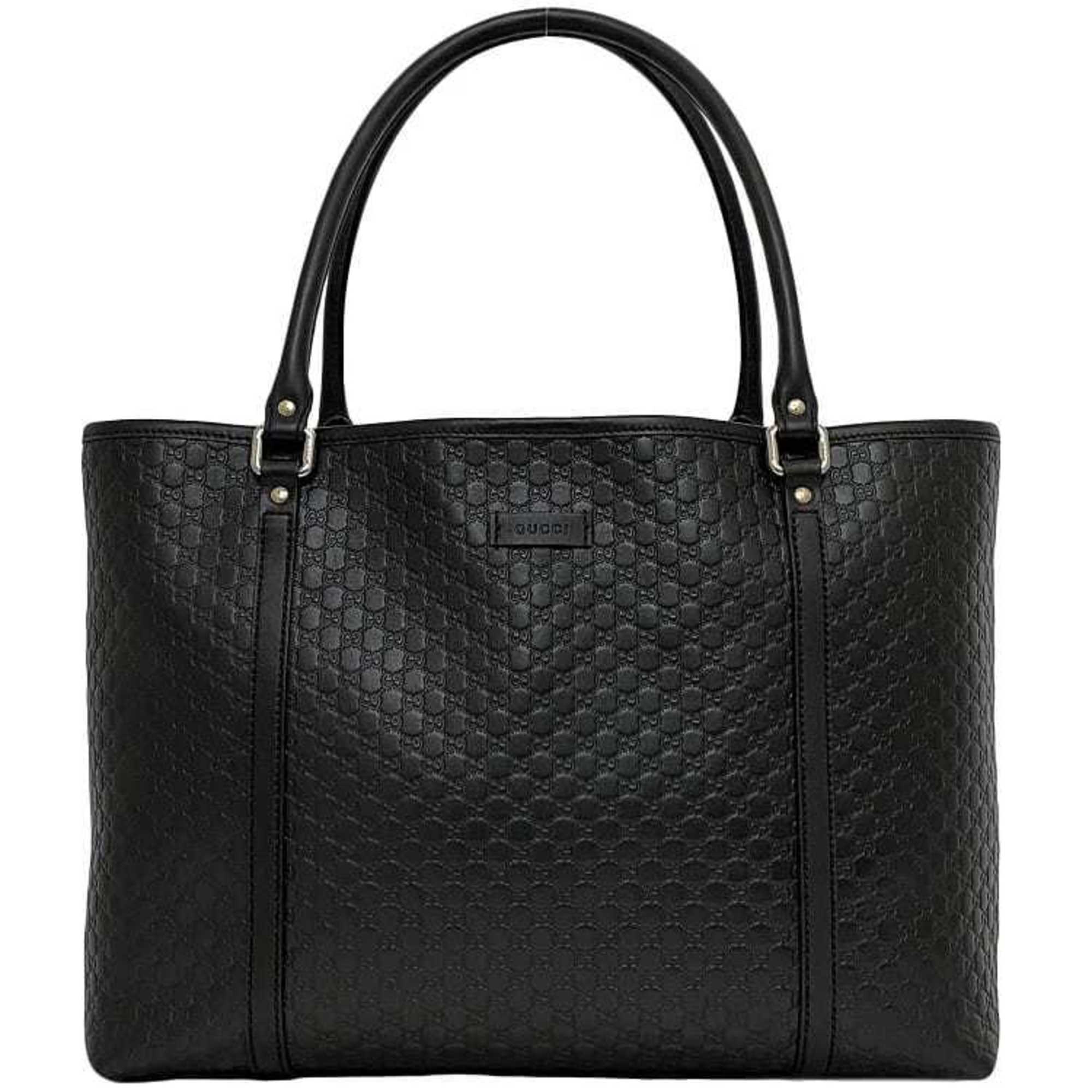 Gucci Tote Bag Black Micro Shima 449647 f-20512 GG Leather GUCCI Freestanding A4 Women's Handbag