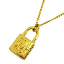 Christian Dior Necklace Padlock GP Plated Gold Women's