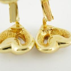 Christian Dior Earrings Heart Motif Rhinestone GP Plated Gold Women's