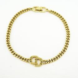 Christian Dior Bracelet CD Rhinestone GP Plated Gold Women's