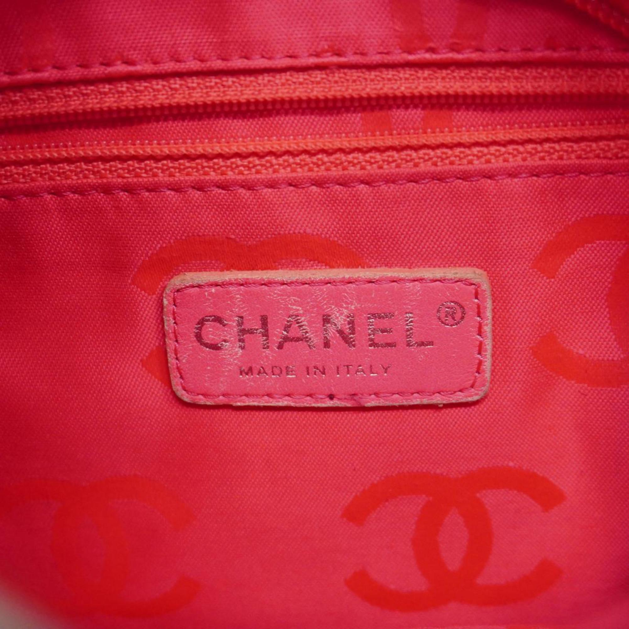 Chanel Tote Bag Cambon Lambskin Black White Women's