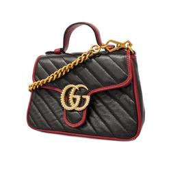 Gucci handbag GG Marmont 583571 leather black red ladies