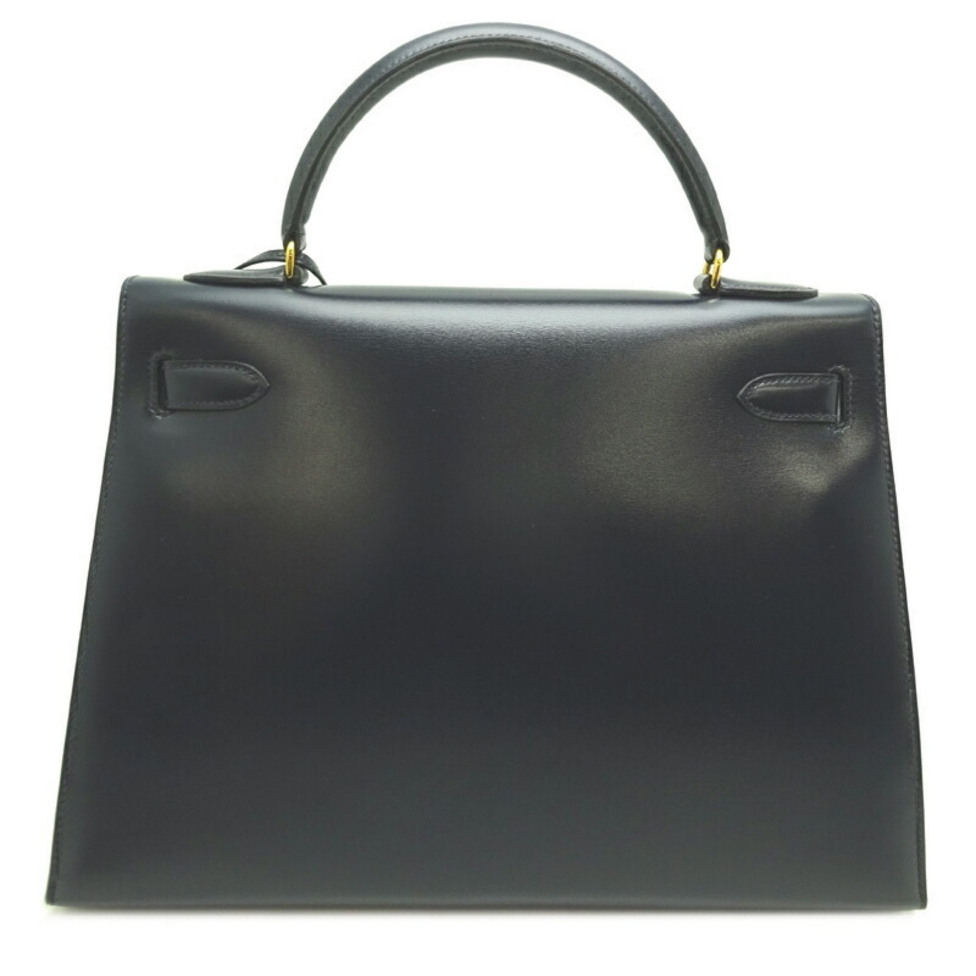 Hermes Kelly 32 ○T engraved 1990 Women's handbag Box calf Navy