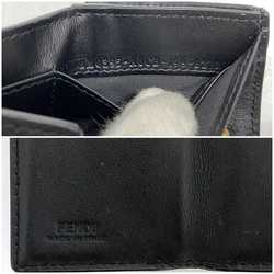 Fendi Tri-fold Wallet Black Brown F Is 8M0395 ec-20445 Compact Zucca Leather FENDI FF Women Men