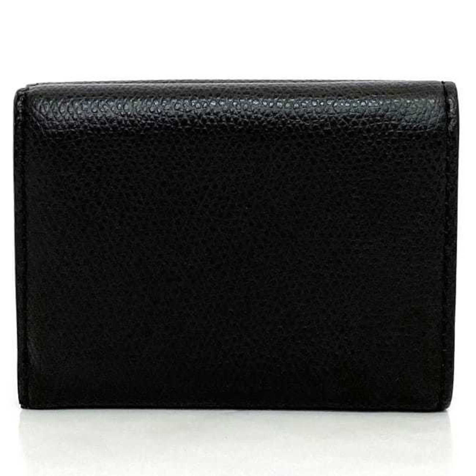 Fendi Tri-fold Wallet Black Brown F Is 8M0395 ec-20445 Compact Zucca Leather FENDI FF Women Men