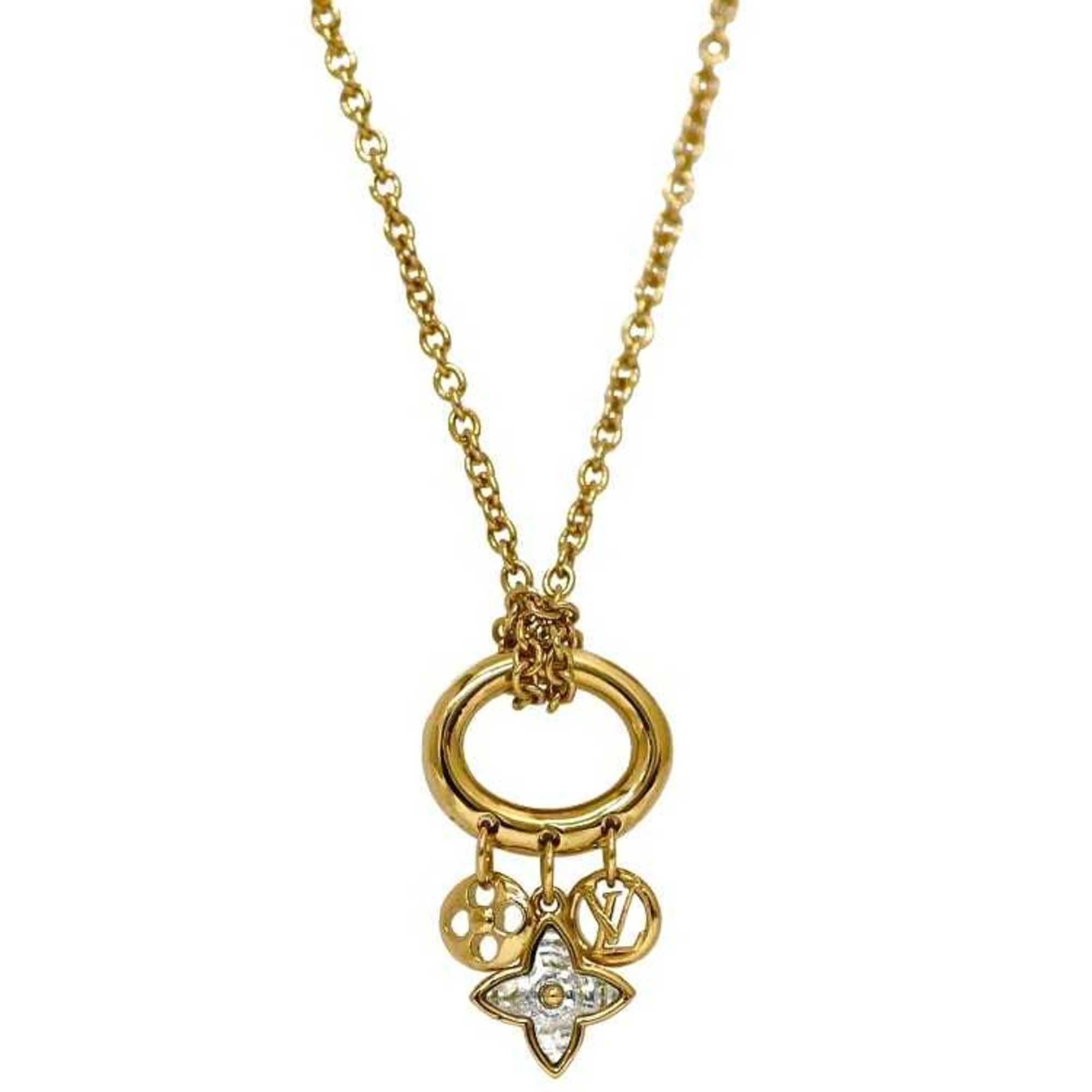 Louis Vuitton Necklace Collier My Blooming Strass Gold Clear Stone M00592 f-20380 Monogram Flower GP VA1221 LOUIS VUITTON Swing