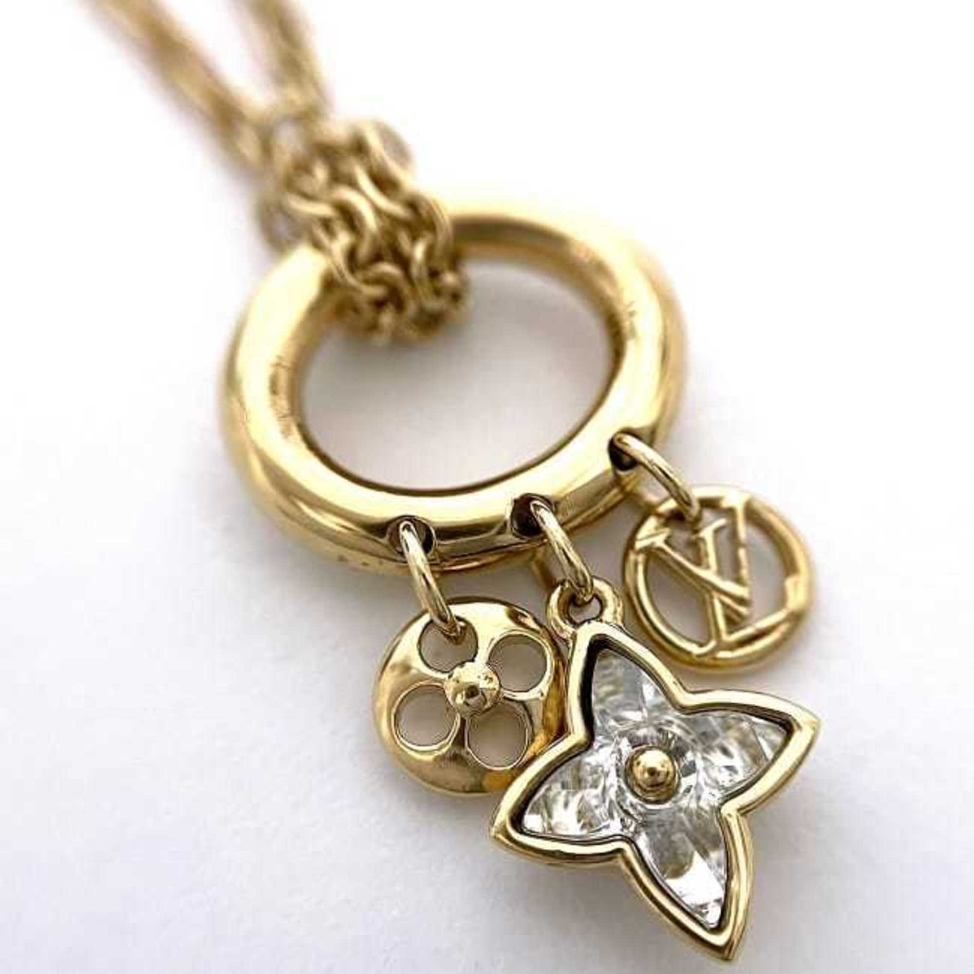 Louis Vuitton Necklace Collier My Blooming Strass Gold Clear Stone M00592 f-20380 Monogram Flower GP VA1221 LOUIS VUITTON Swing