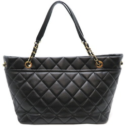 Chanel Matelasse Chain Tote Bag Women's Shoulder A67291 Caviar Skin Black