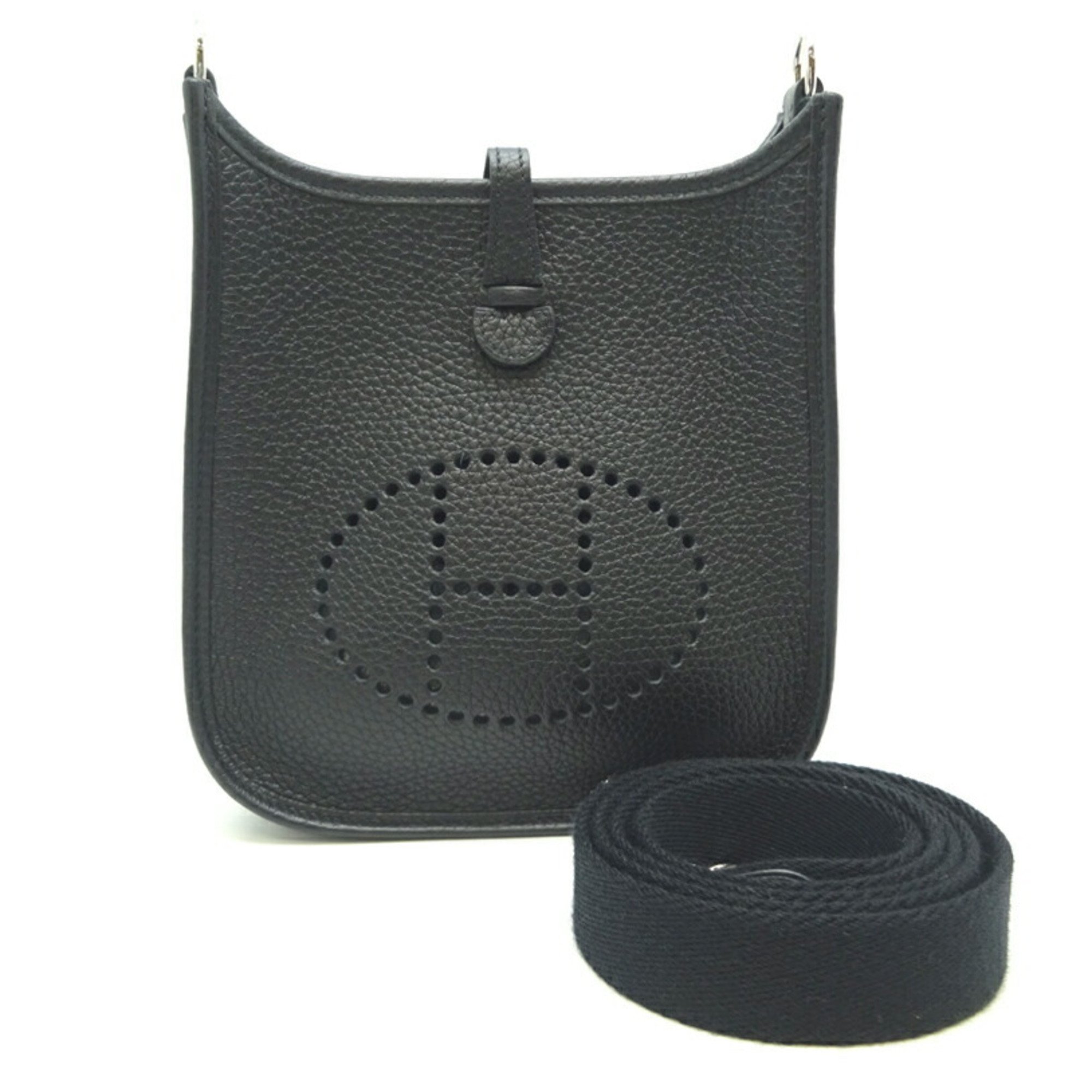 Hermes Evelyn TPM Amazon U stamp Palladium (silver) hardware Women's shoulder bag Taurillon Noir (black)