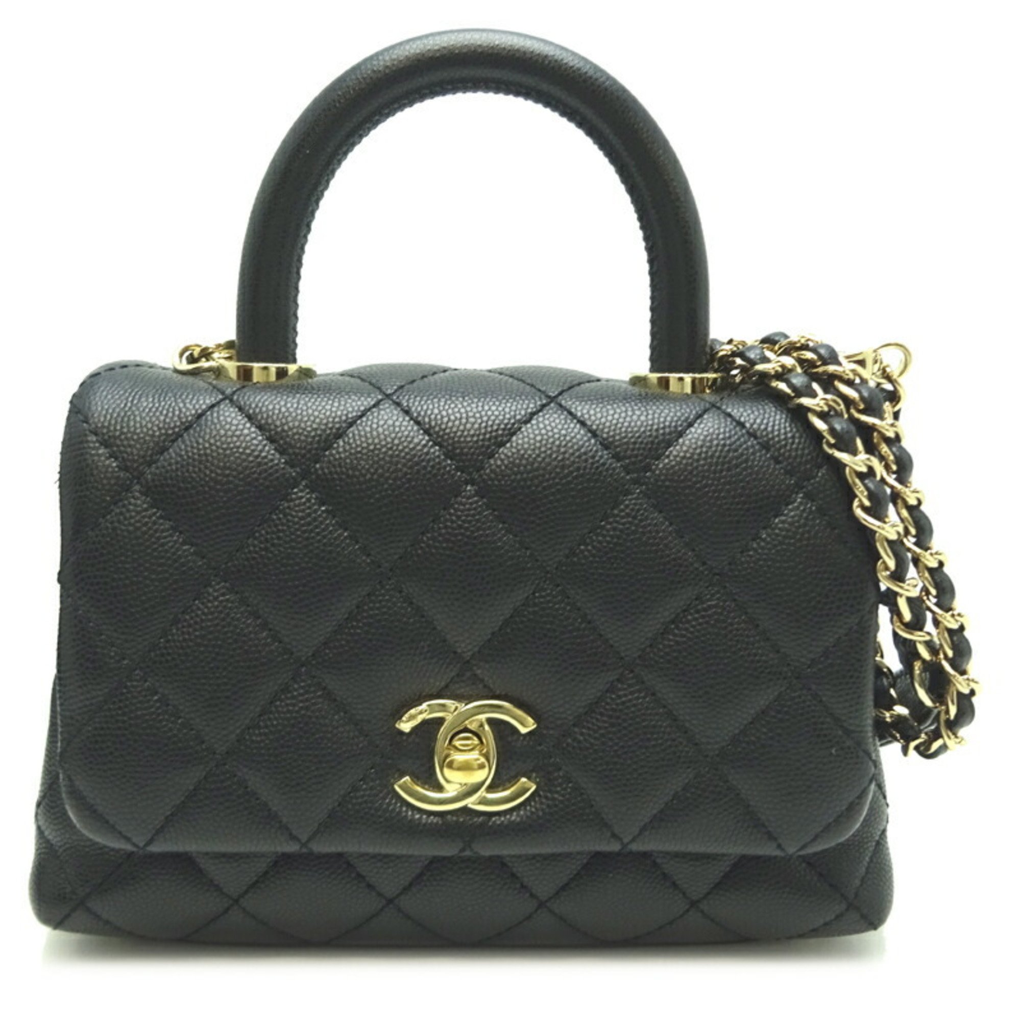 Chanel Matelasse Women's Handbag AS2215 Caviar Skin Black