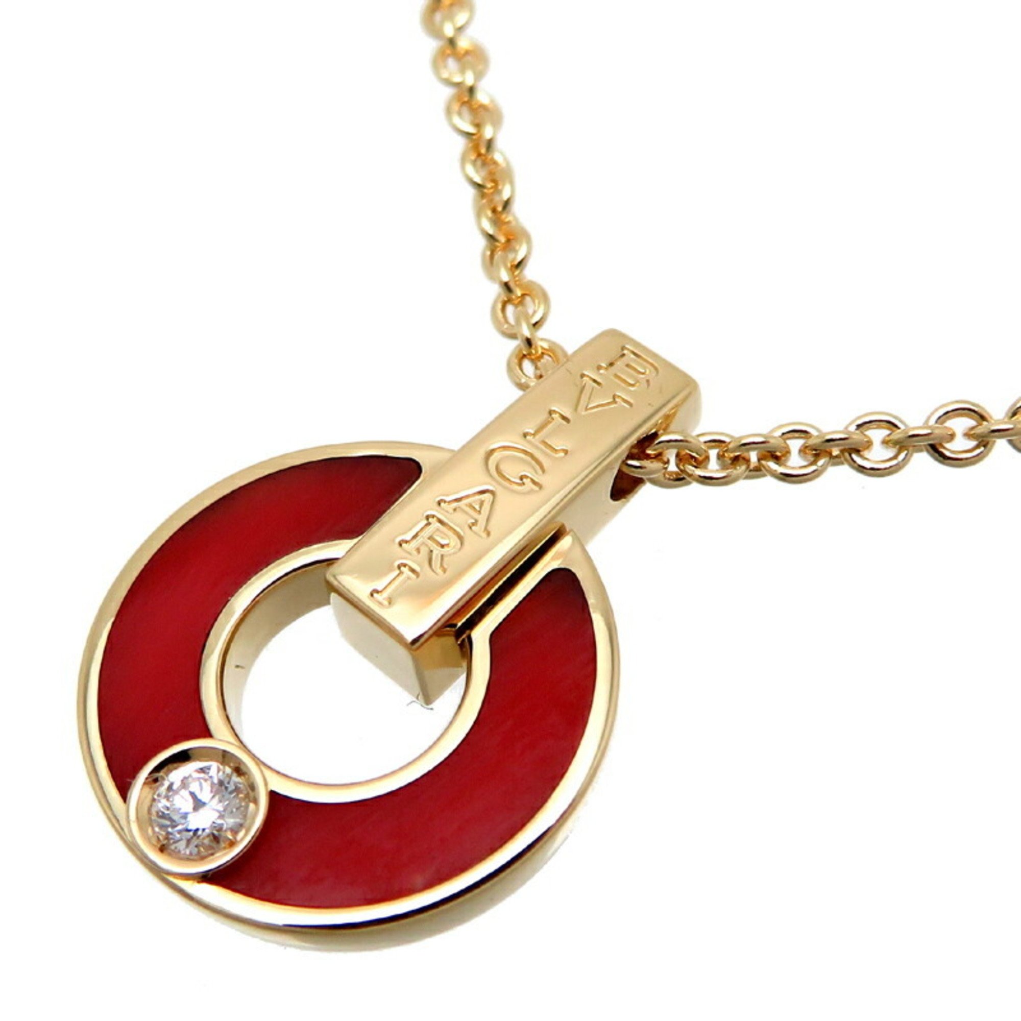 BVLGARI Carnelian Diamond Ladies Necklace 357921 750 Yellow Gold